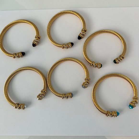 CABLE BANGLE  Stainless Steel bracelets with coloured stone and cubic zirconia - Picture 6 of 13